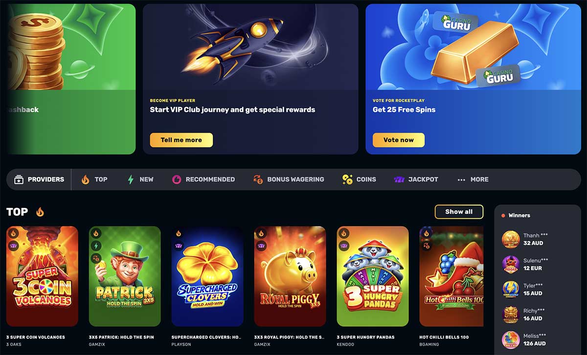 rocketplay interface